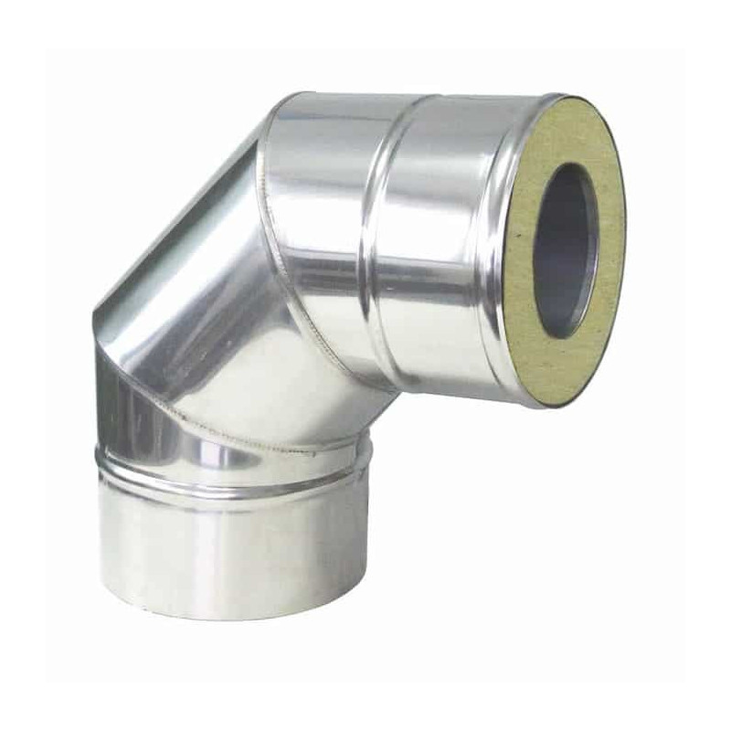 Trojvrstvová nerezové koleno 90° Ø 130mm izolácia 30mm