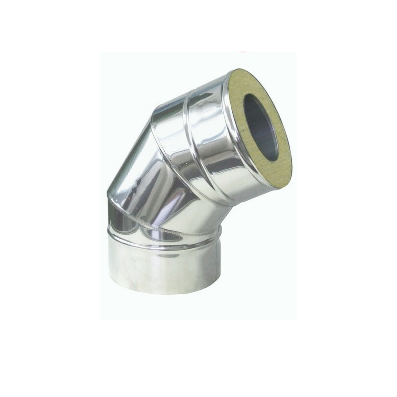 Trojvrstvové nerezové koleno 45° Ø 150mm izolácia 30mm Trojvrstvové nerezové koleno 45° Ø 150mm izolácia 30mm