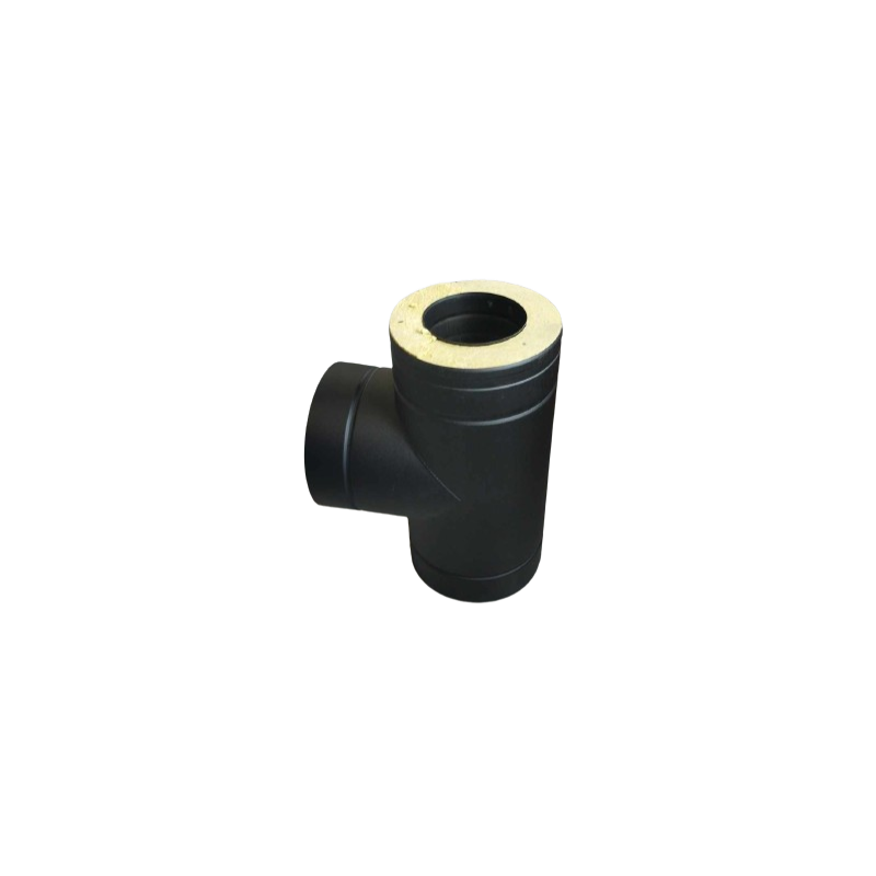 Trojvrstvový nerezový čierny T- kus  90°  s izoláciou 30mm (0,6)mm