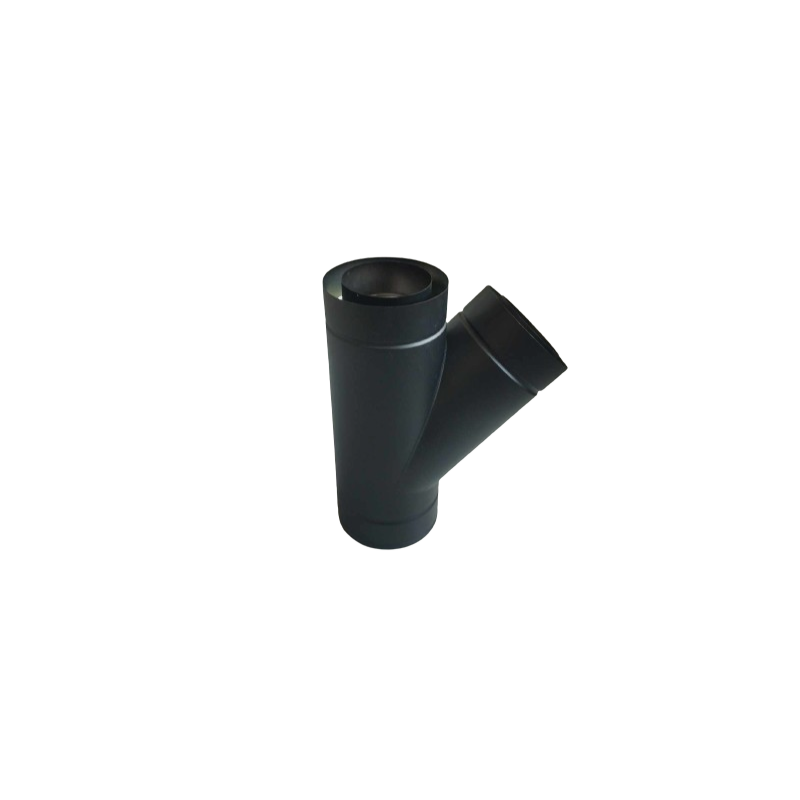 Trojvrstvový nerezový čierny T-kus 45°  s izoláciou 30mm (0,8mm)