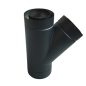 Trojvrstvový nerezový čierny T-kus 45°  s izoláciou 30mm (0,8mm)
